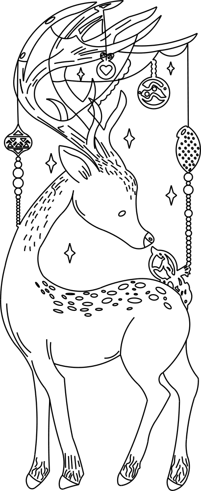Festive Christmas Deer Vector File for Laser Cutting (DXF)