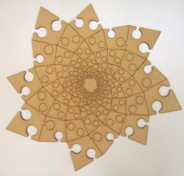 Fibonacci Spiral Jigsaw Puzzle Vector File for Laser Cutting