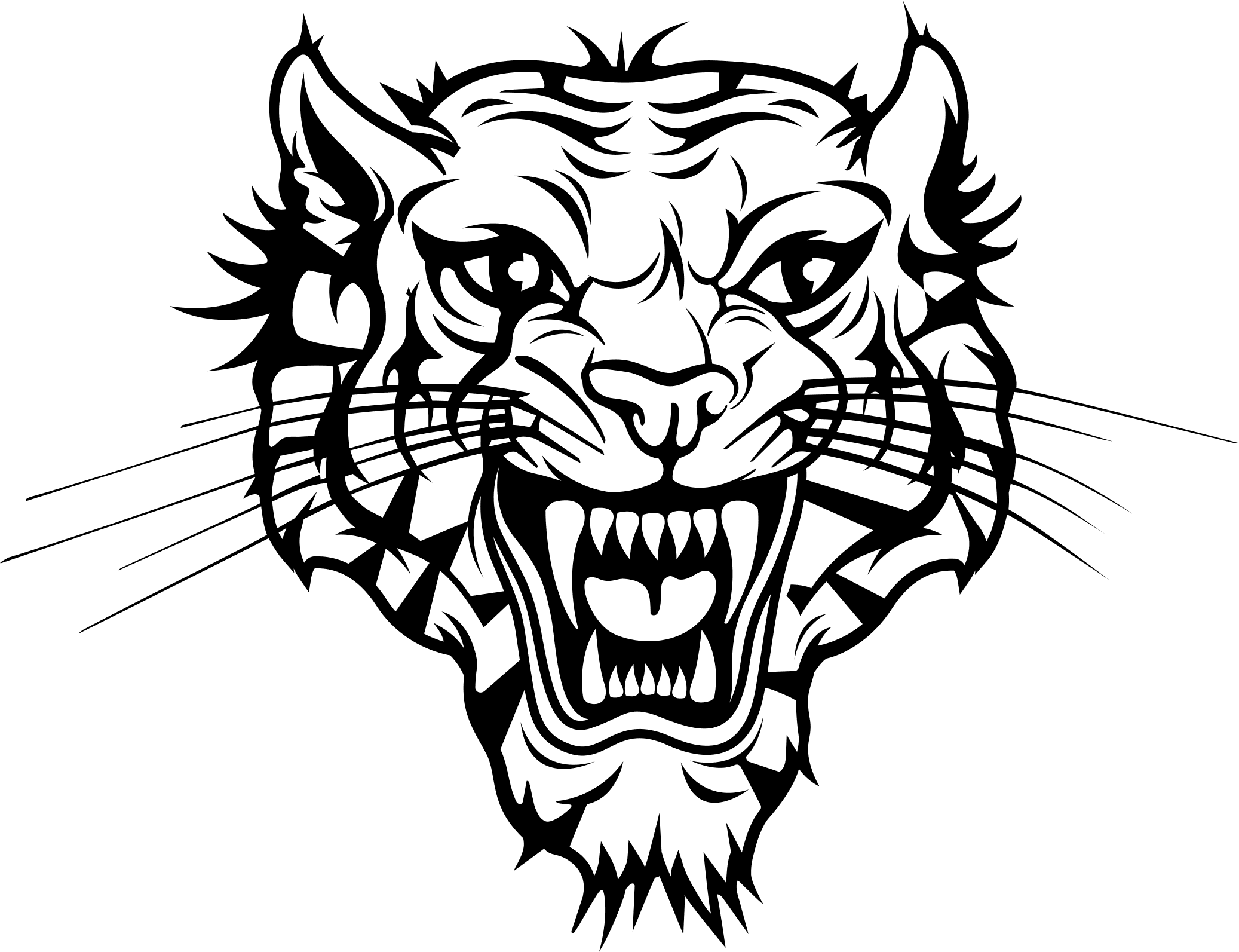 Fierce Roaring Tiger Head Vector Graphic for CNC