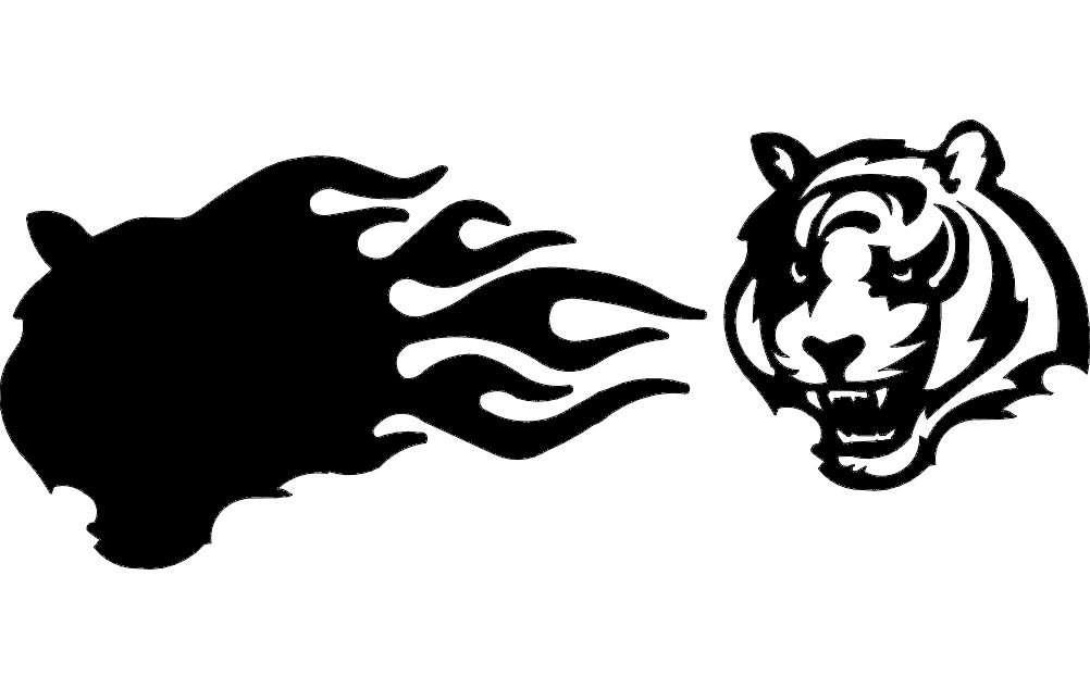 Fiery Tiger Head Vector Design for Laser Cutting DXF File