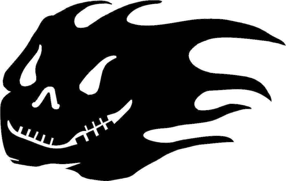 Flashing Flaming Skull Silhouette Vector DXF File for CNC