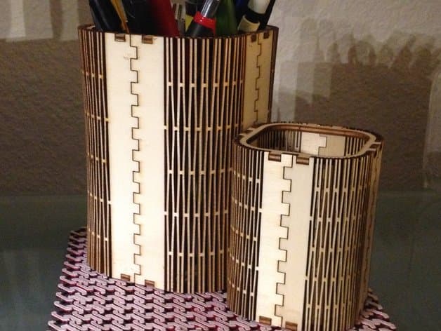 Flexible Living Hinge Pen Holder Vector File for Laser Cutting
