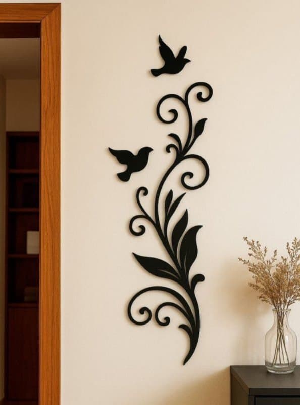 Floral Bird Wall Art Vector Laser Cut Design (SVG, DXF)