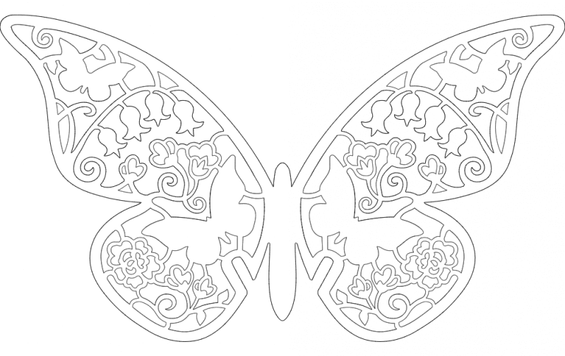 Floral Butterfly Laser Cut Vector Design (DXF, SVG)