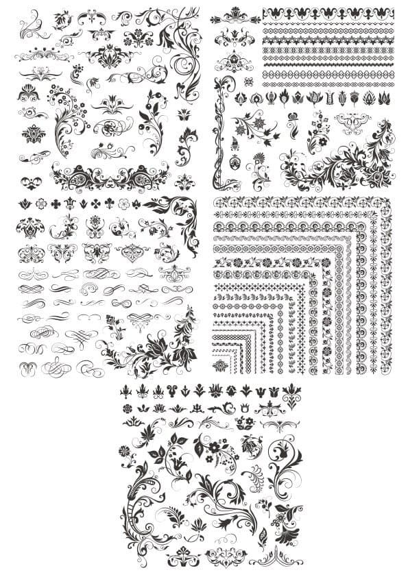 Floral Corner and Border Collection Vector Files for Laser Cutting