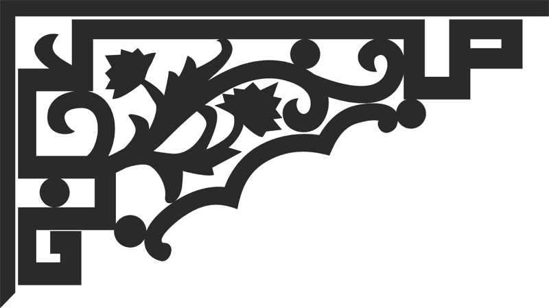 Floral Decorative Corner Bracket Vector for Laser Cutting DXF
