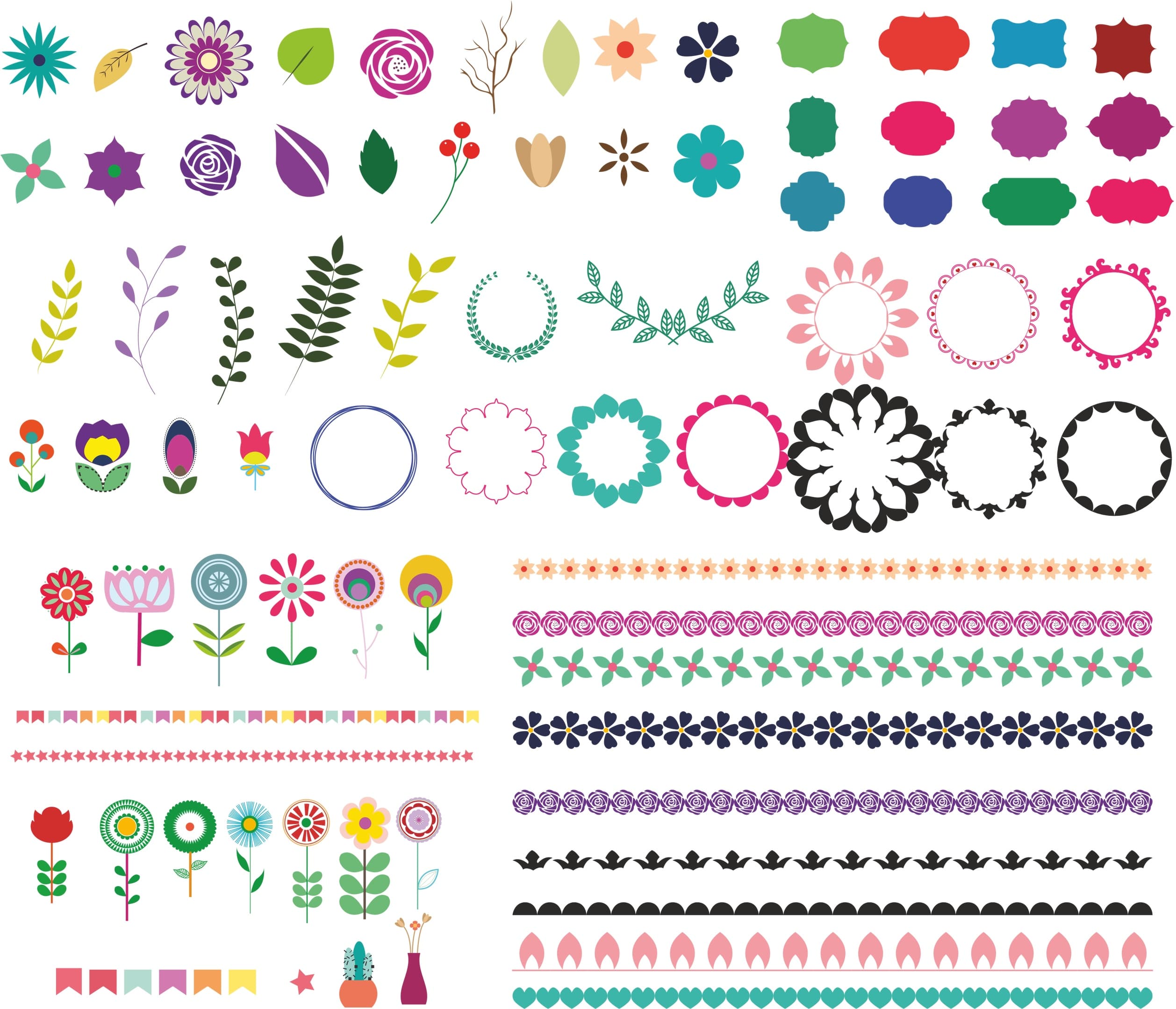 Floral Design Elements Vector Pack for Laser Cutting
