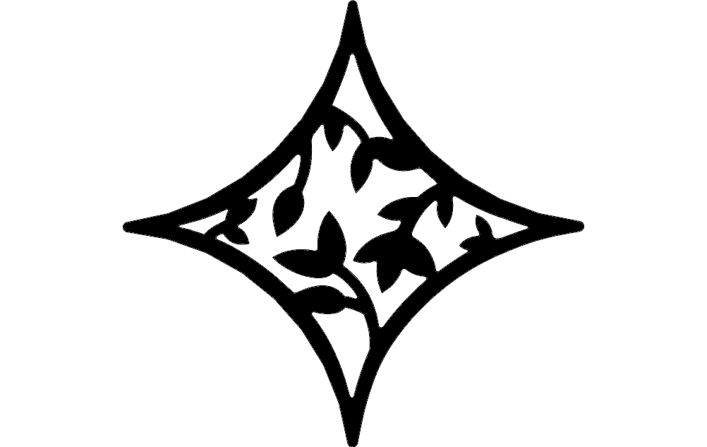 Floral Diamond Decorative Ornament Vector DXF File