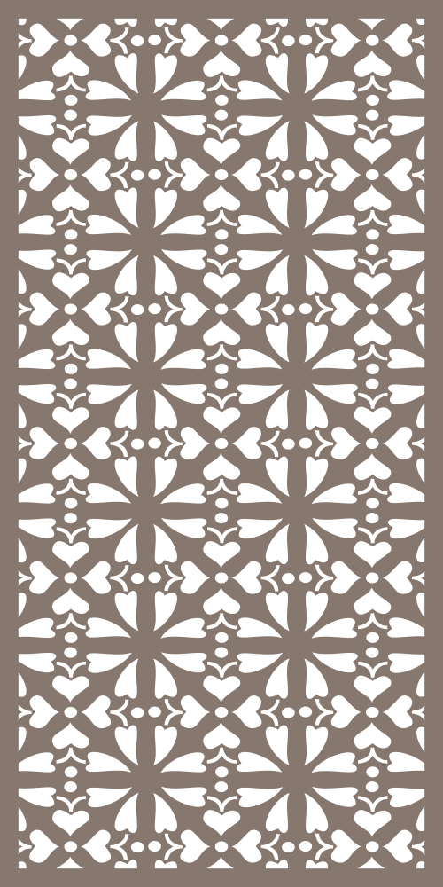 Floral Heart Lattice Decorative Screen Vector File
