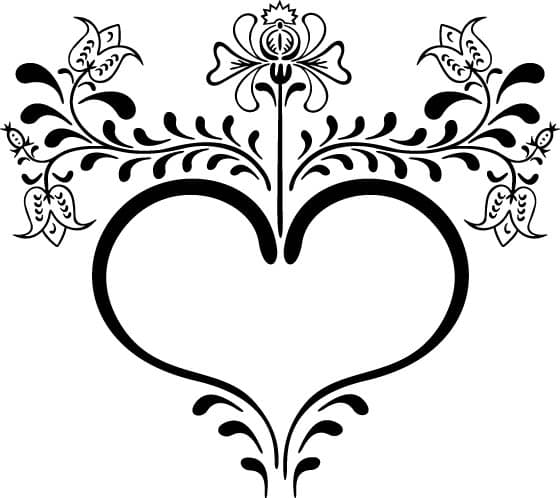 Floral Heart Motif Vector Design for Laser Cutting