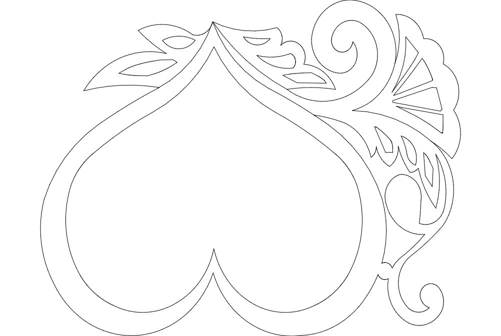 Floral Heart Ornament Laser Cut Vector File DXF