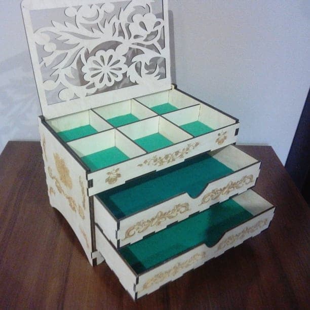 Floral Jewelry Organizer Box Laser Cut Vector File