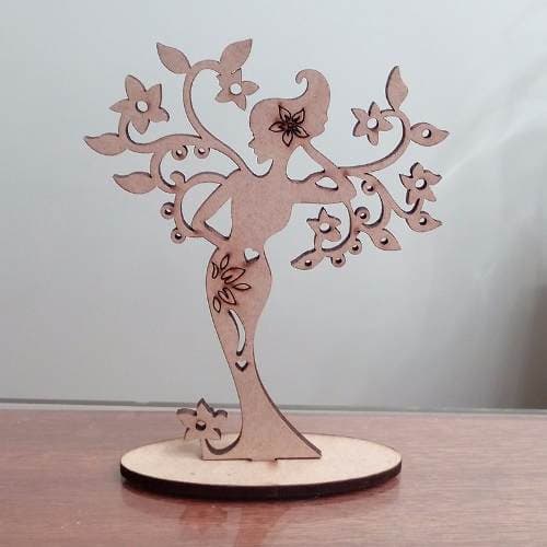 Floral Lady Tree Jewelry Organizer Laser Cut Vector File