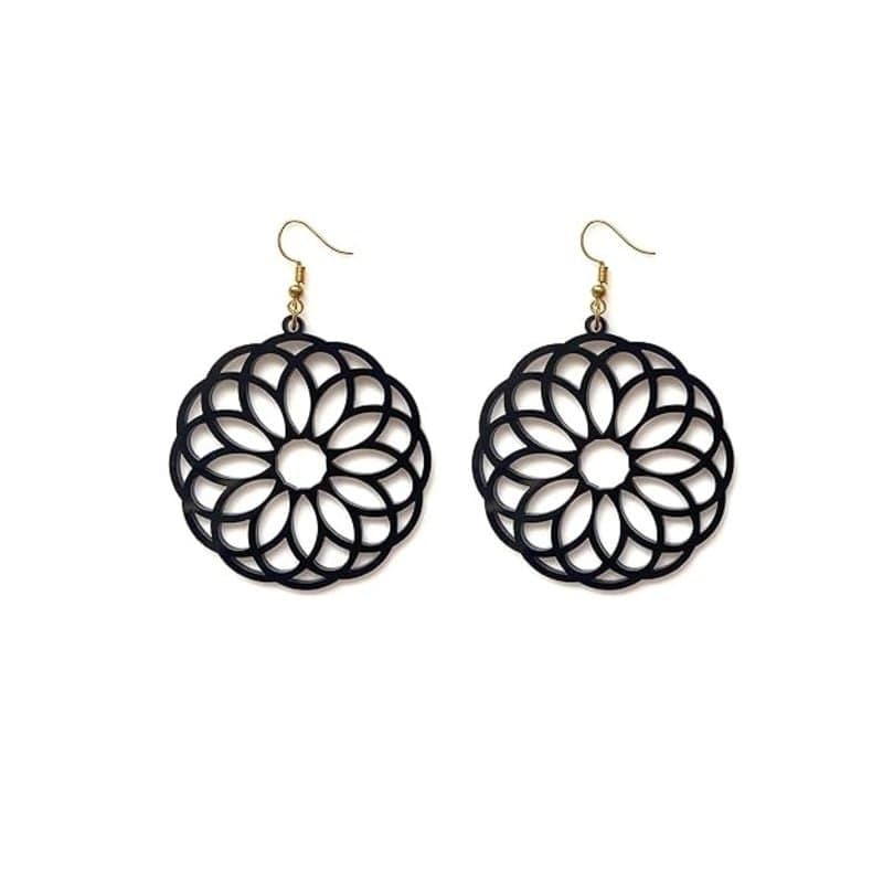 Floral Mandala Earrings Laser Cut Vector Design