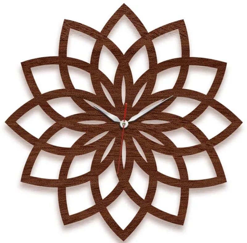 Floral Mandala Wall Clock Laser Cut Vector File