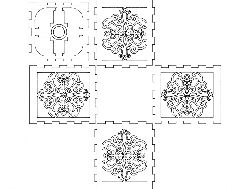 Floral Pattern Laser Cut Cube Lamp Vector File