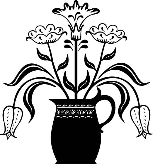 Floral Pitcher Ornament Vector Graphic for Laser Cutting
