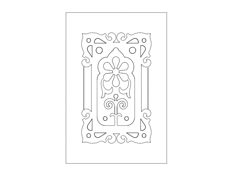 Floral Rectangular Panel Laser Cut Vector DXF