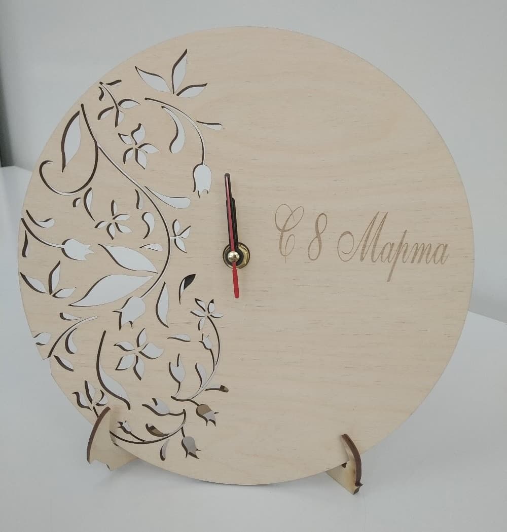 Floral Table Clock Laser Cut File - SVG DXF Vector