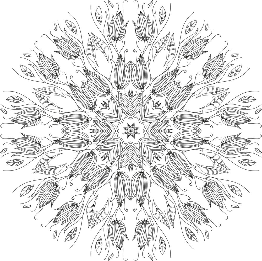 Floral Tulip Mandala Vector Design for CNC Laser Cutting