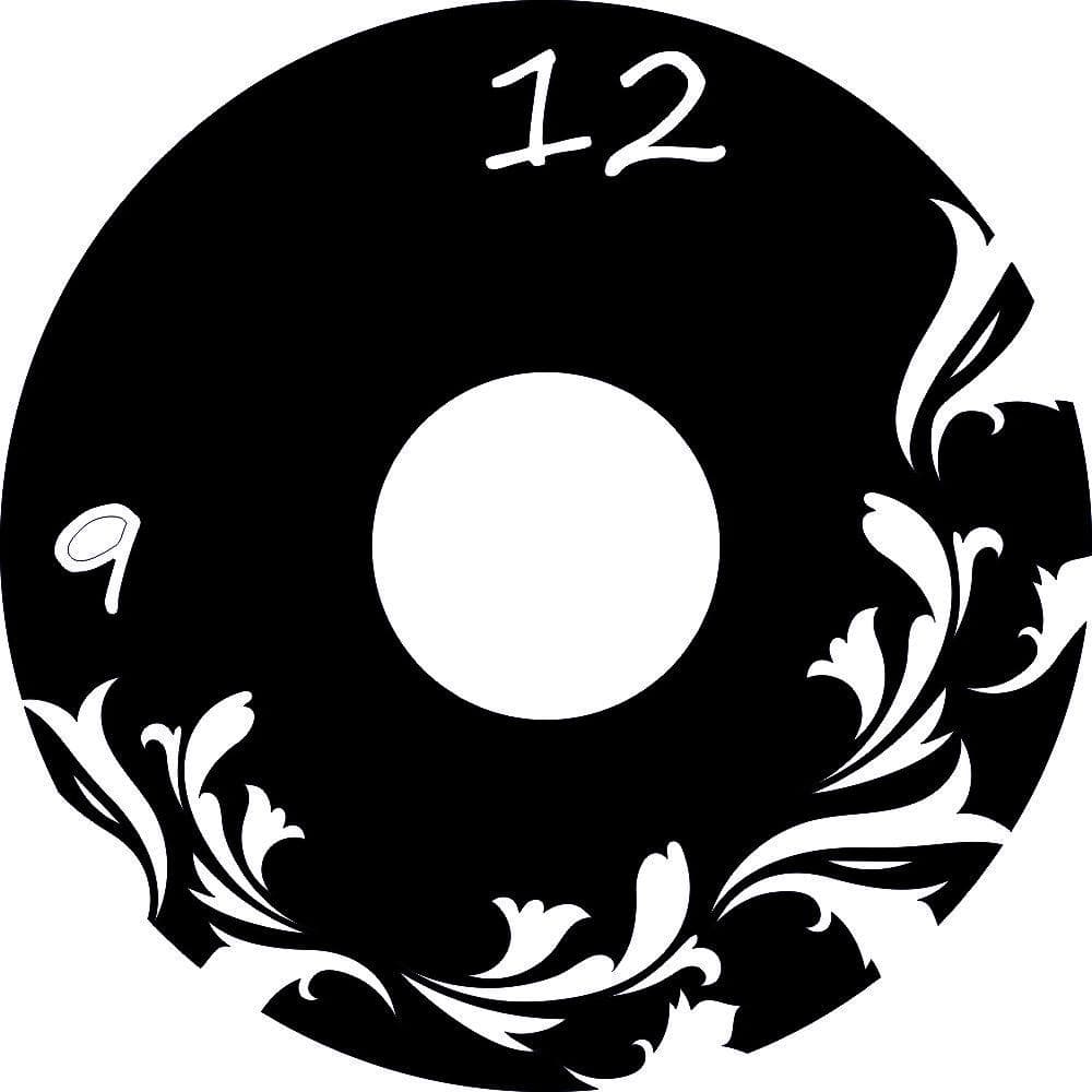 Floral Vinyl Record Wall Clock Template Laser Cut Vector File