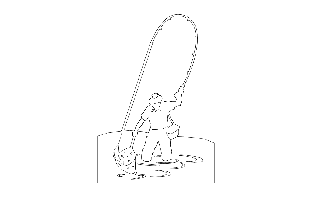 Fly Fishing Man Vector Design for Laser Cutting DXF
