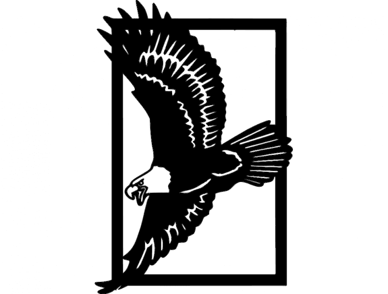 Flying Bald Eagle Framed Vector Design for Laser Cutting DXF