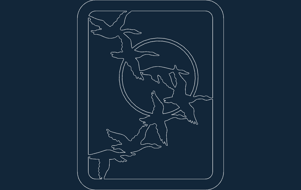 Flying Geese Moon Silhouette Vector Laser Cut File (DXF)