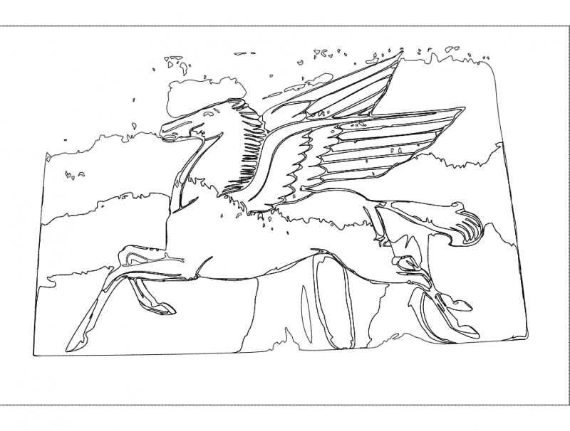 Flying Pegasus Horse Vector Design for Laser Cutting DXF