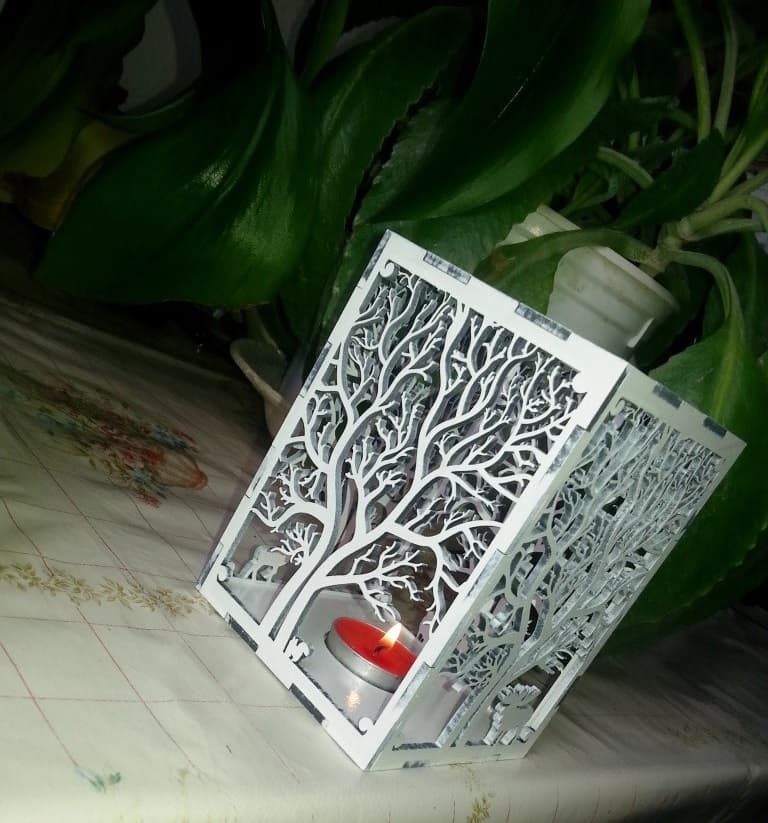Forest Tree Candle Lantern Laser Cut Vector DXF File