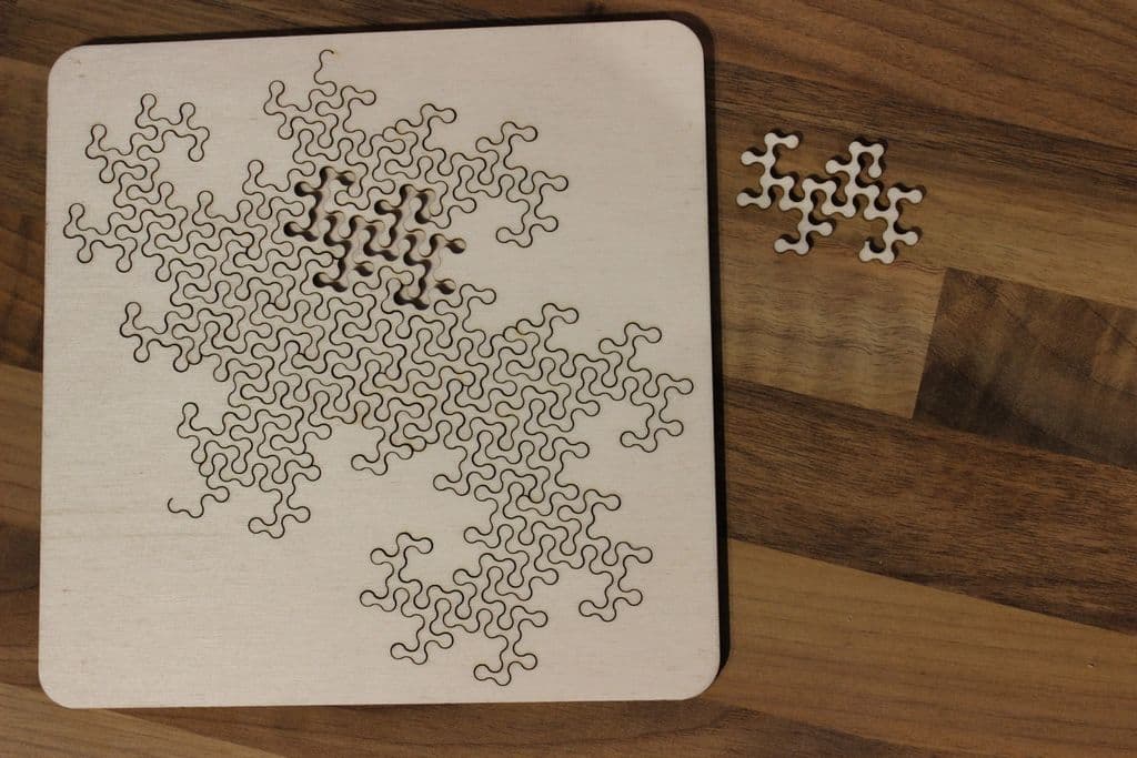 Fractal Dragon Curve Jigsaw Puzzle Laser Cut Vector SVG File