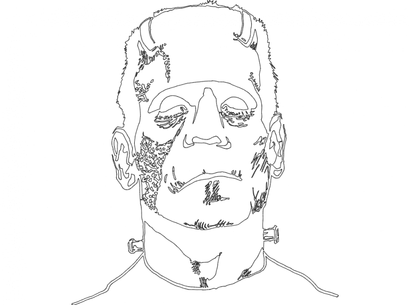 Frankenstein Monster Portrait DXF File for Laser Cutting
