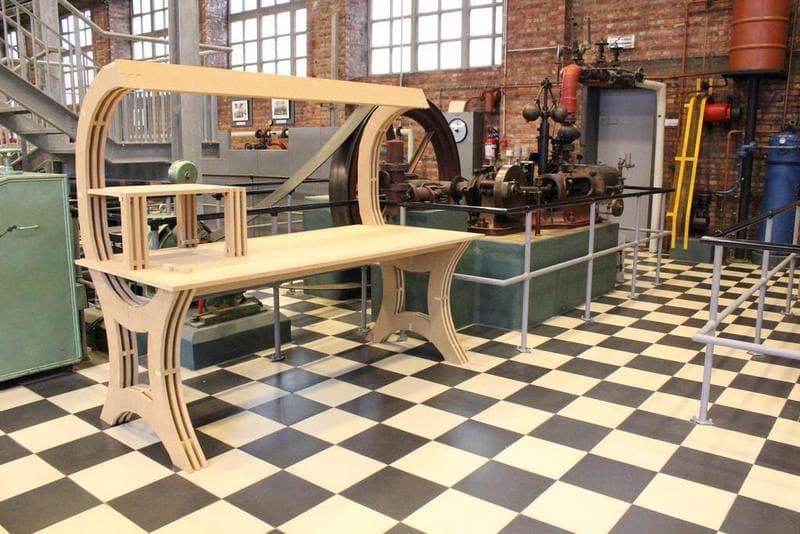 Escritorio de Trabajo Futurista de Madera para Corte CNC y Láser DXF CDR