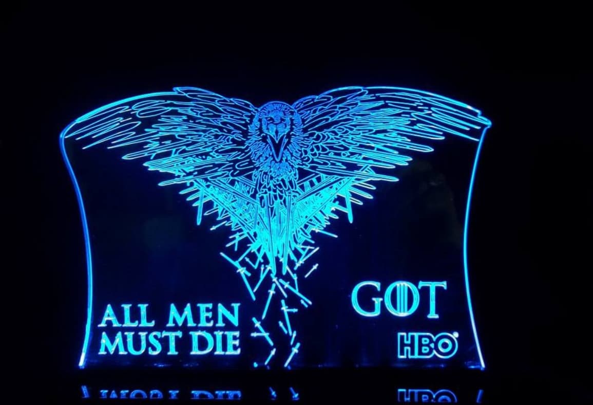 Game of Thrones Three-Eyed Raven LED Lamp Laser Cut Vector File