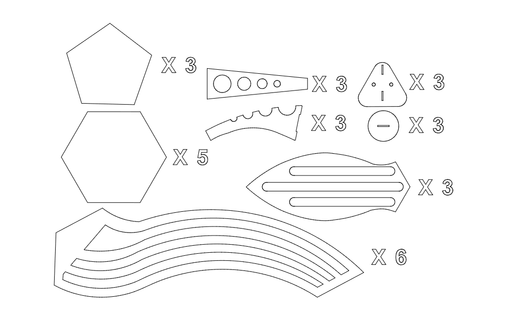 Geometric 3D Puzzle Construction Kit DXF Vector File