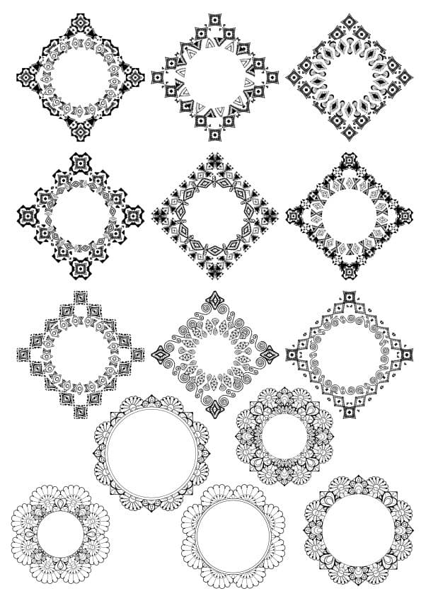 Geometric and Mandala Border Frames Vector Collection