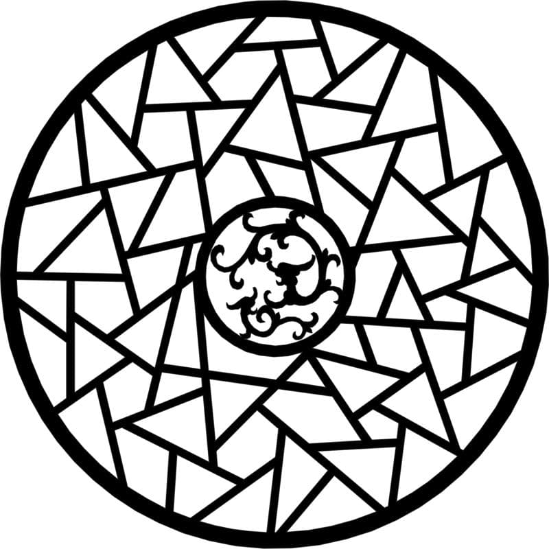 Geometric Circle Ornament with Floral Center Laser Cut Vector