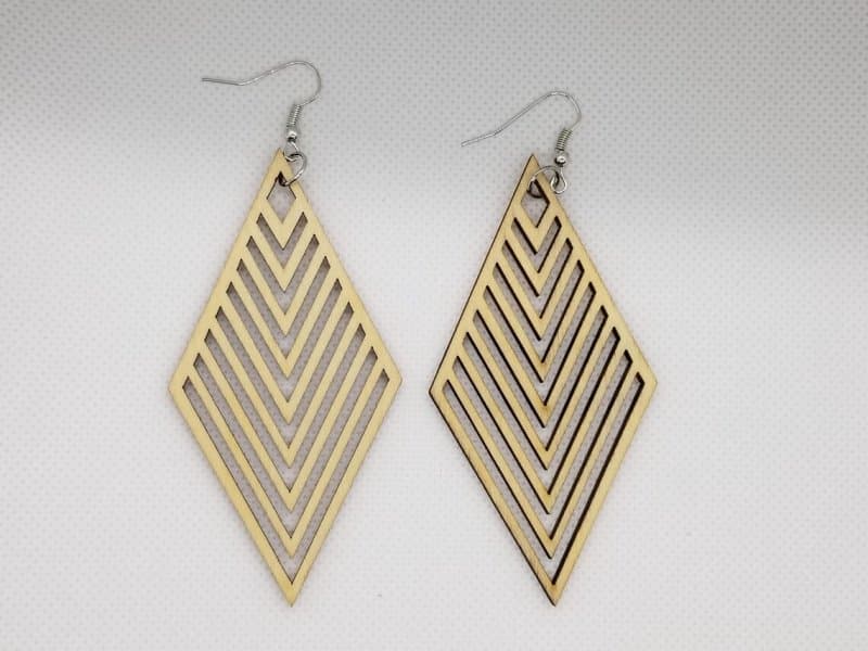 Geometric Diamond Drop Earrings Laser Cut Vector File