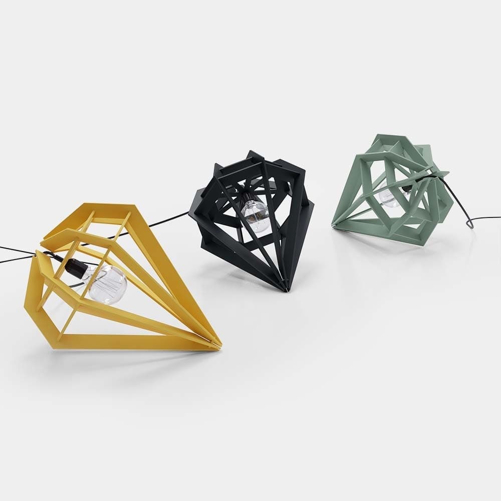 Geometric Diamond Pendant Lamp Laser Cut Vector File
