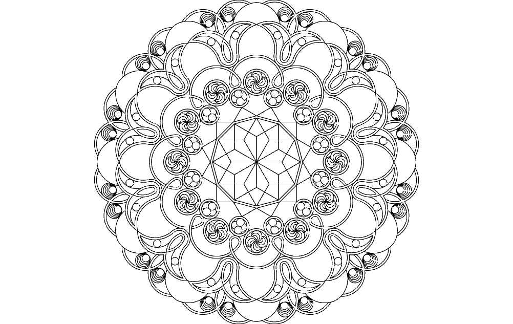 Geometric Floral Mandala Vector Design DXF File