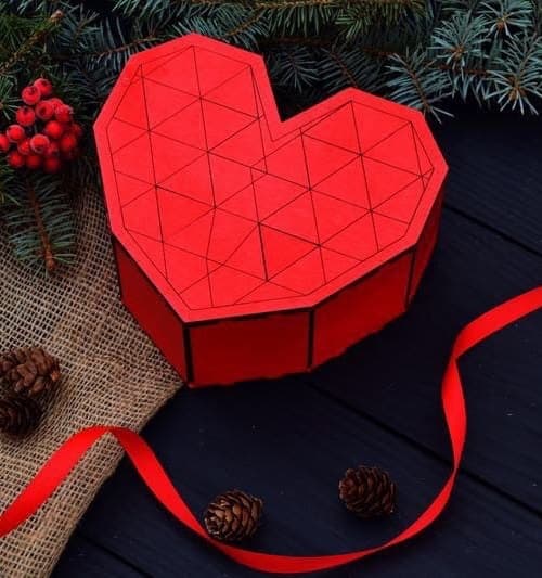 Geometric Heart Gift Box Laser Cut Vector File