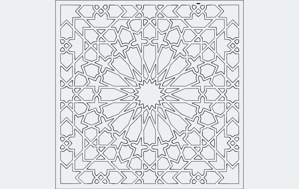 Geometric Islamic Star Lattice Panel Vector DXF File