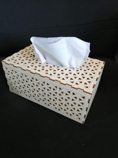 Geometric Laser Cut Tissue Box Holder Vector Plan (DXF)
