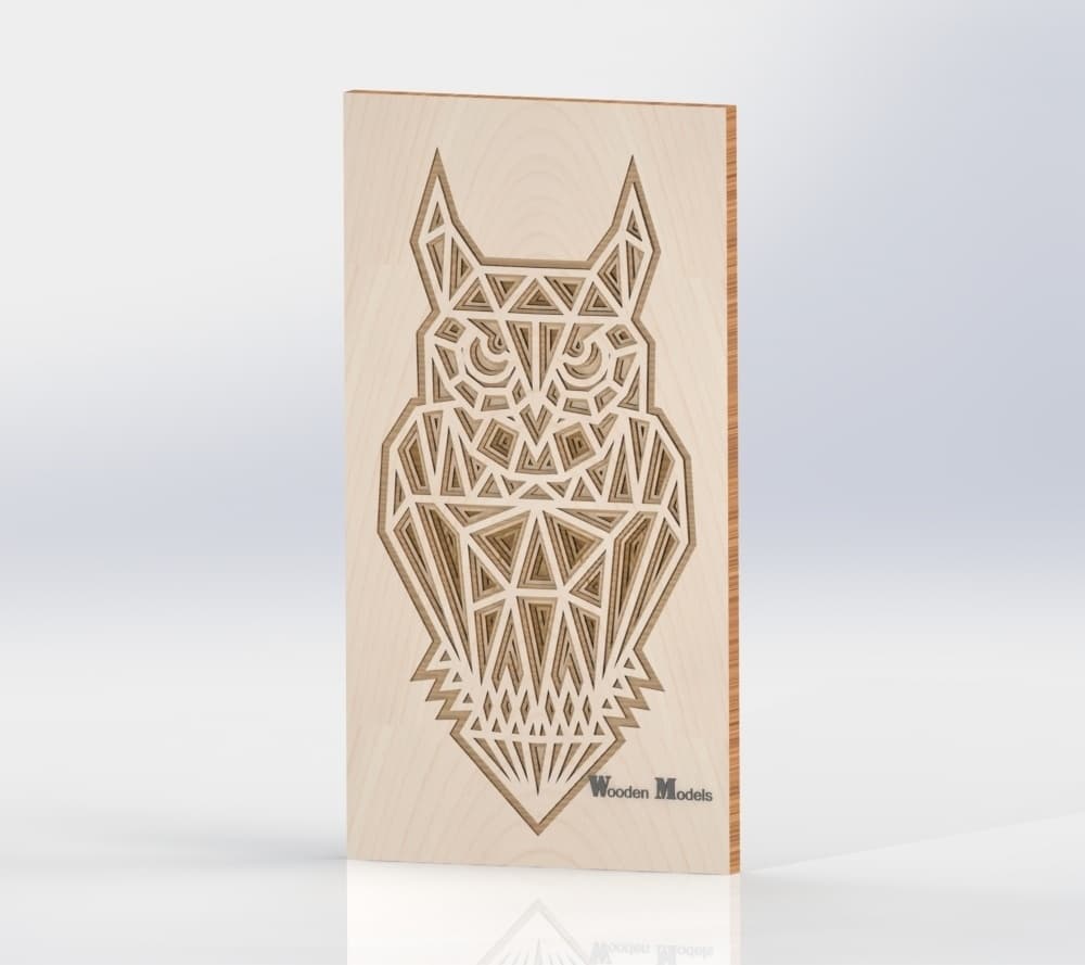 Geometric Layered Owl Wall Art Laser Cut Vector File