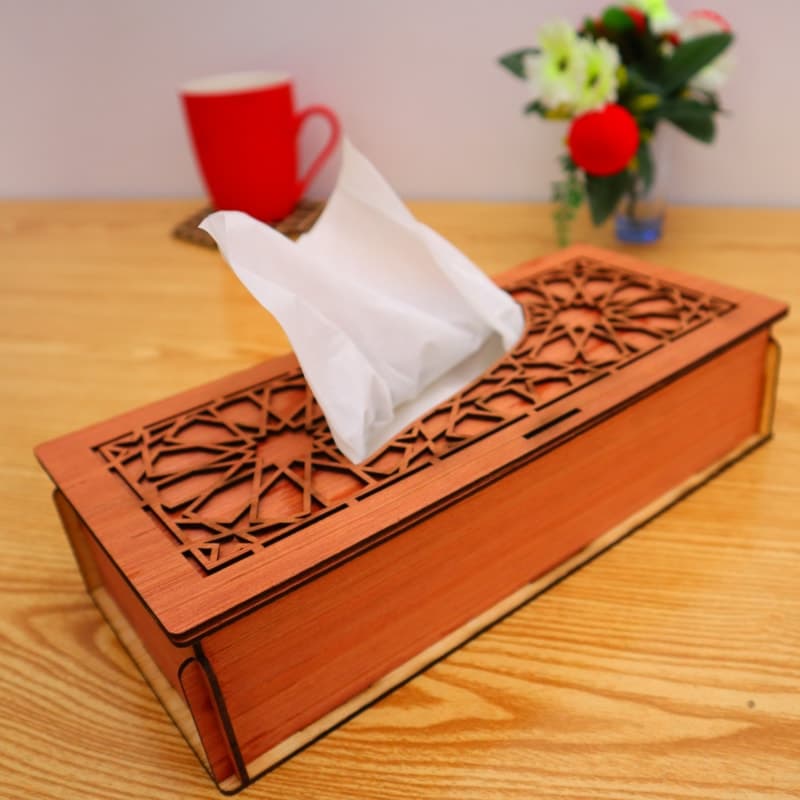 Geometric Pattern Laser Cut Tissue Box Vector Plan