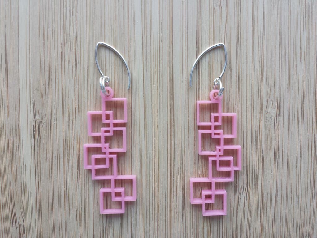 Geometric Square Drop Earrings Laser Cut Vector Template DXF