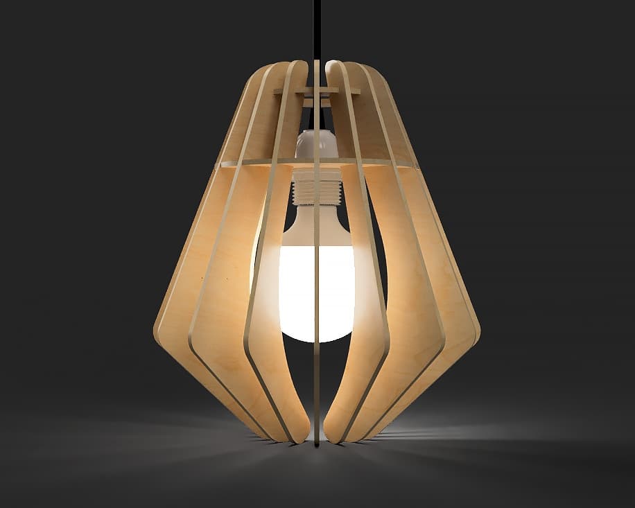 Geometric Wooden Pendant Lamp Laser Cut Vector File