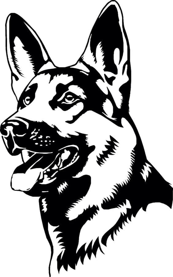 German Shepherd Dog Head Portrait Vector DXF for Laser Cutting