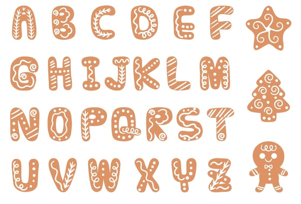 Gingerbread Cookie Alphabet SVG Vector for Laser Cutting
