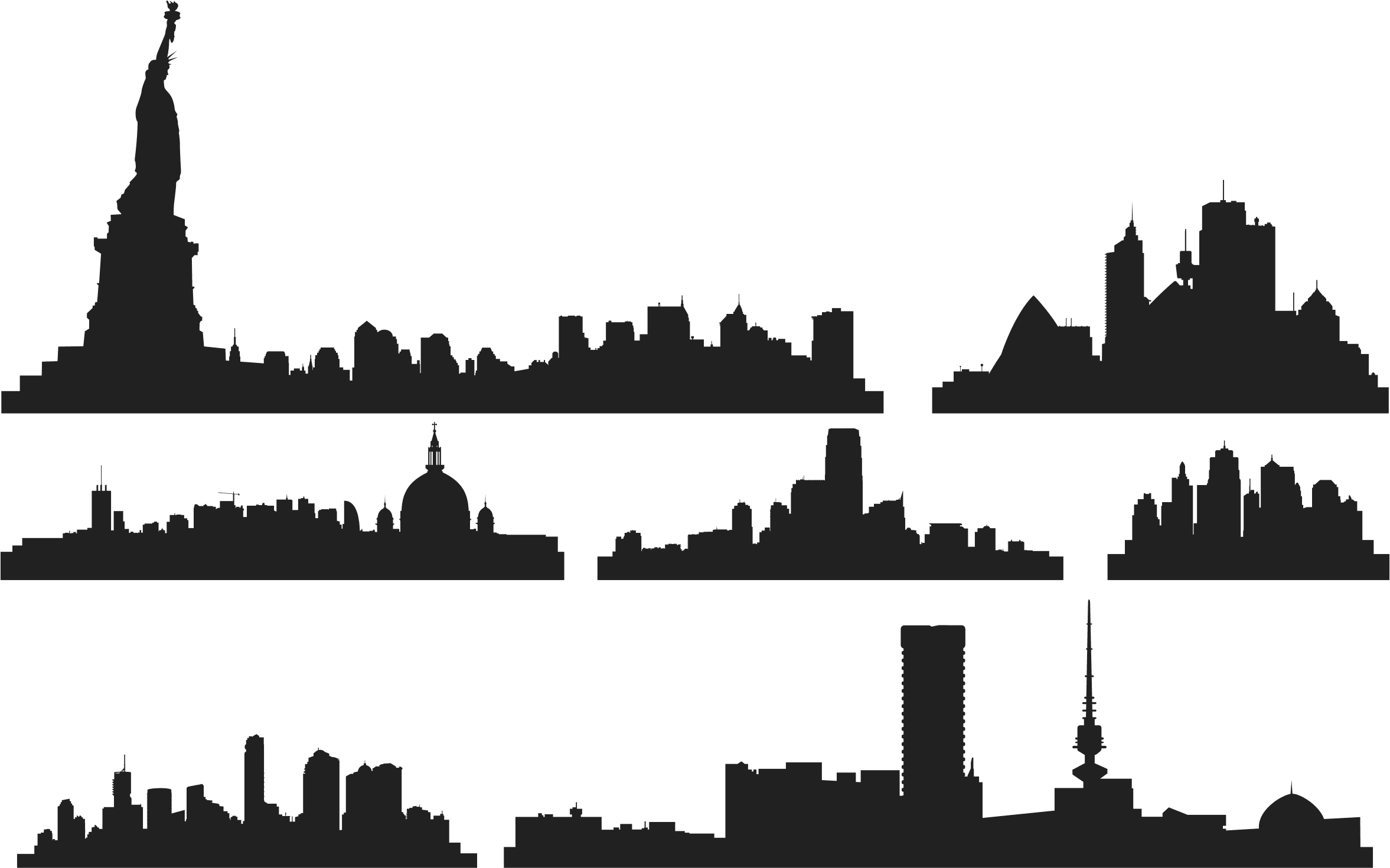 Global City Skylines Silhouette Collection Vector Files